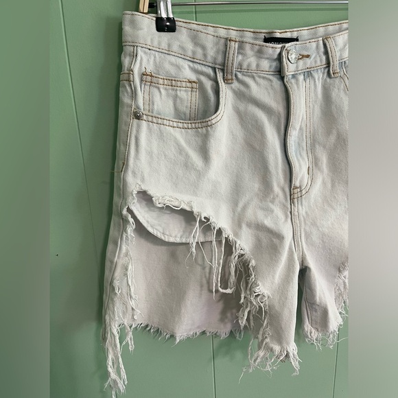 MOMOKROM DOLLS KILL High Rise Distressed Destroyed Light Wash Shorts Siz… - Picture 4 of 16